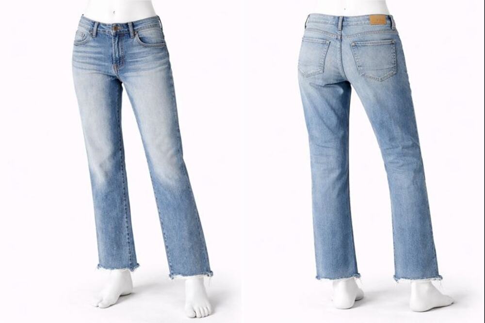 BKE payton Womens Straight Leg Jeans Raw Hem Light Wash Denim Size 31x28